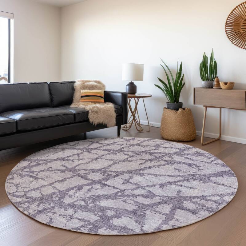 Machine Washable Indoor/ Outdoor Abstract Contemporary Chantille Rug