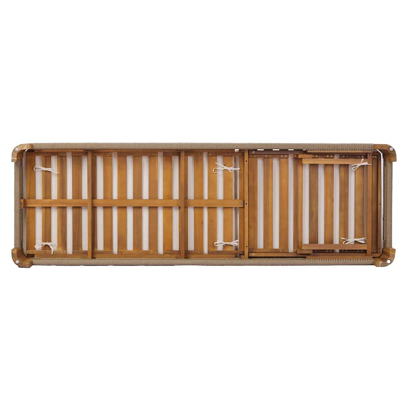 Christopher Knight Home - Delacroix Acacia Wood Outdoor Chaise Lounge with with Adjustable Backrest, Handwoven Rope Accents