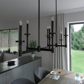 Hunter Briargrove 7-Light Linear Chandelier - Dining room, Candle, Geometric, Transitional