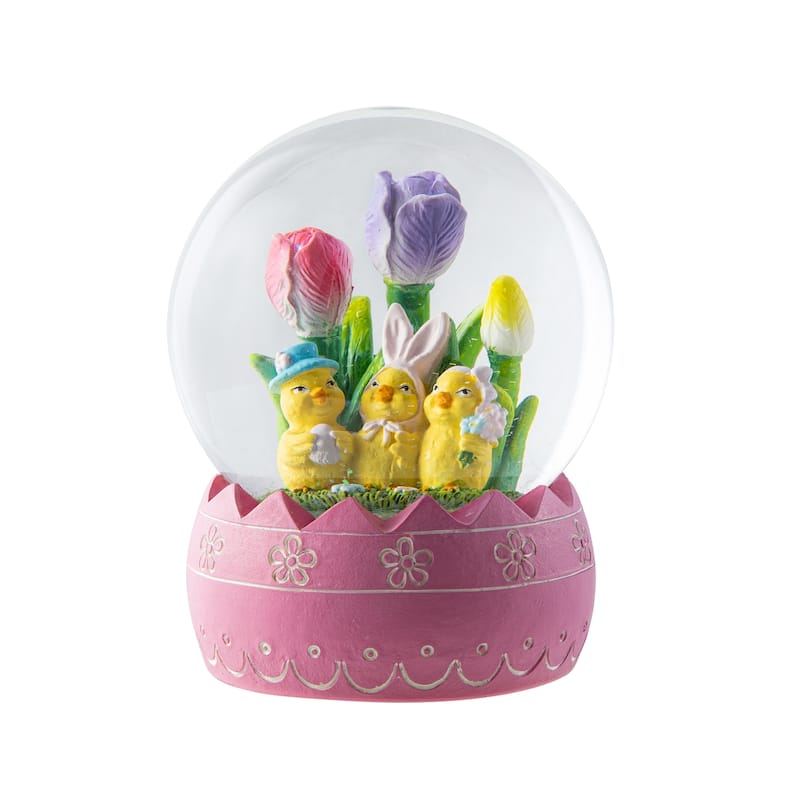 Glitzhome Easter Resin Bunny Couple Waterglobe Spring Gifts Table Decor