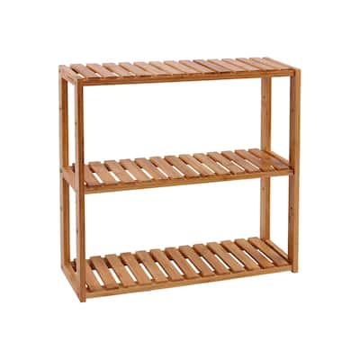 3-Tier Wall-Mountable Wicker Storage Shelf Space-Saving Adjustable Organizer for Bathroom Kitchen or Living Room