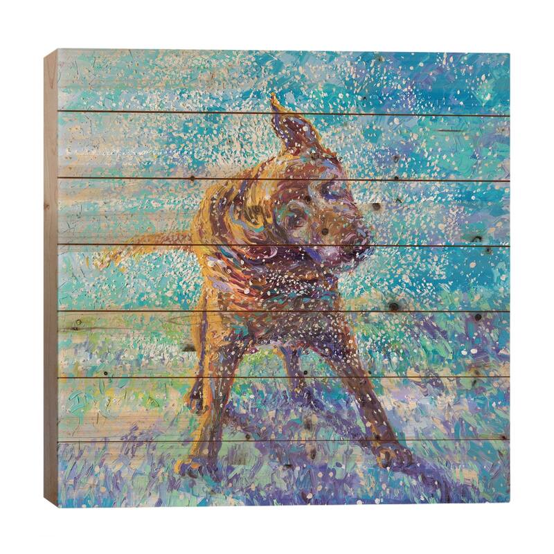 Twisted Blue Print On Wood by Iris Scott - Multi-Color - 26x26x1.5