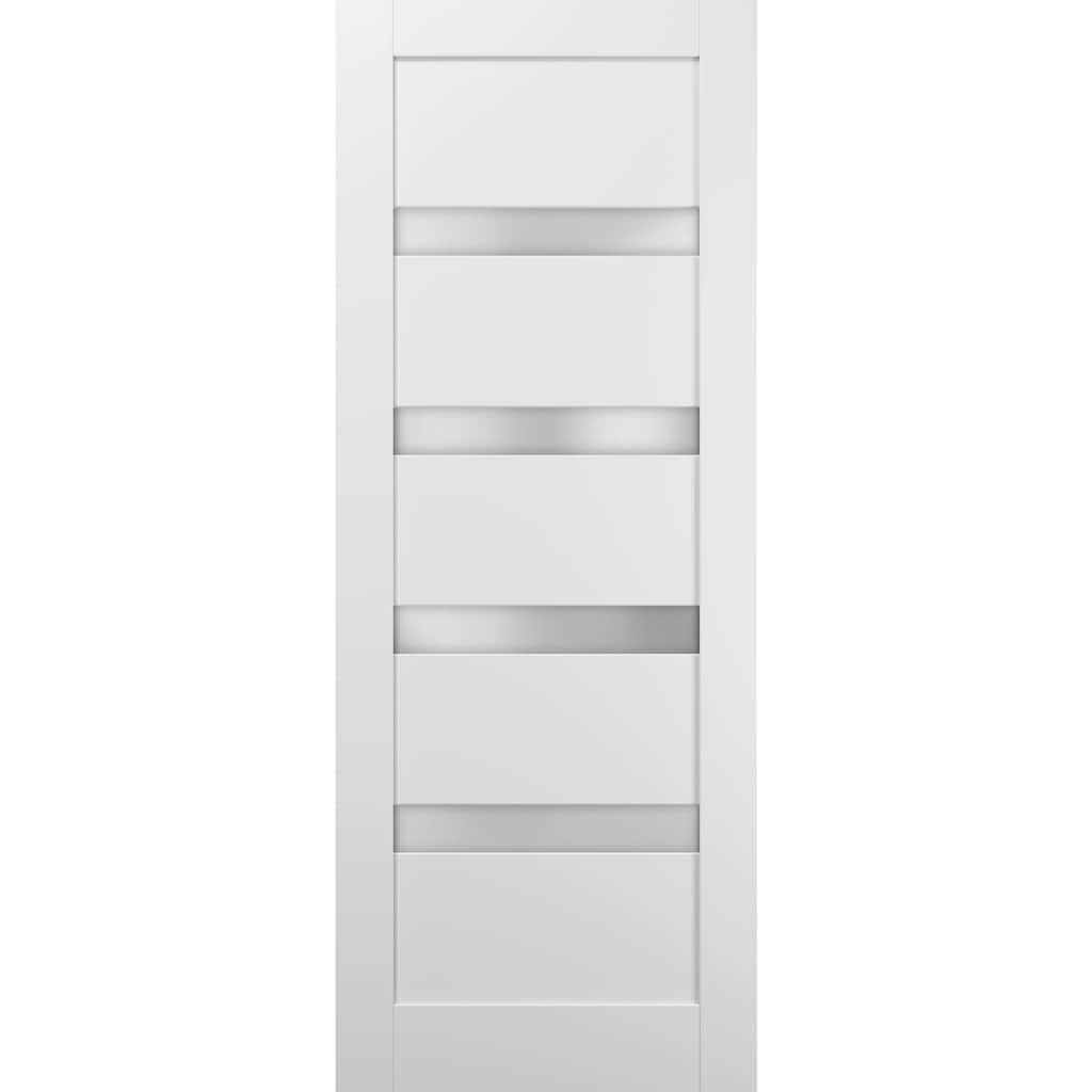 Lite Slab Barn Door Panel / Quadro 4113 White Silk Frosted Opaque Glass