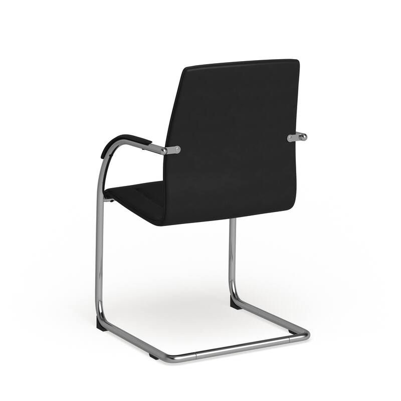 Vinyl Side Reception Chair with Chrome Sled Base - Lobby and Guest Seating