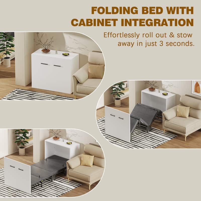Murphy Bed Cabinet, Folding Bed with Mattresses, Pull Out Bed Daybed