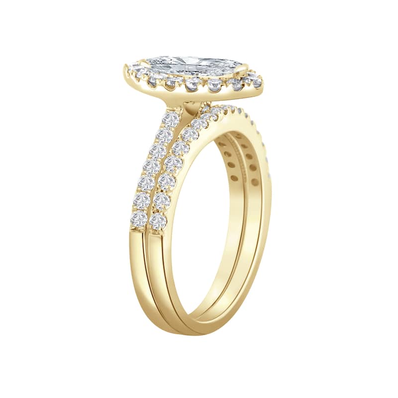 Auriya 1 1/2ctw Marquise Halo Diamond Engagement Ring Set 14k Gold