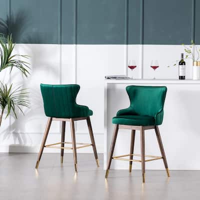 Upholstered Counter Height Wingback Stools,Set of 2