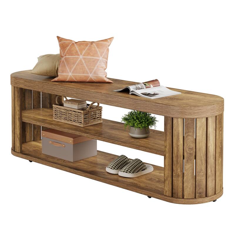 Wood Dining Bench, Shoe Storage Entryway Bench, Bedroom Hallway Living Room End of Bed Stool Accent Bench