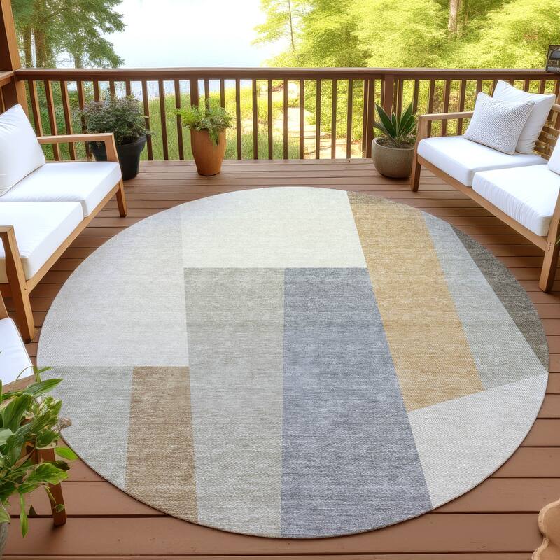 Machine Washable Indoor/ Outdoor Contemporary Jolie Chantille Rug - Beige - 8' x 8'
