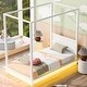 preview thumbnail 4 of 8, Canopy Platform Bed with LED Lights and Headboard, White