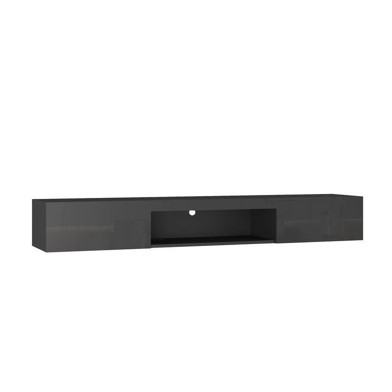 Floating TV Stand Wall Mounted with 16 Color LEDs, 63" Modern TV Stand, Entertainment Center with Open Storage Compartment