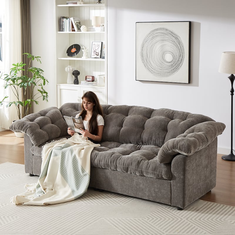 99 Inch Chenille 2-Seater Sofa,Upholstered Fluffy Cloud Sofa