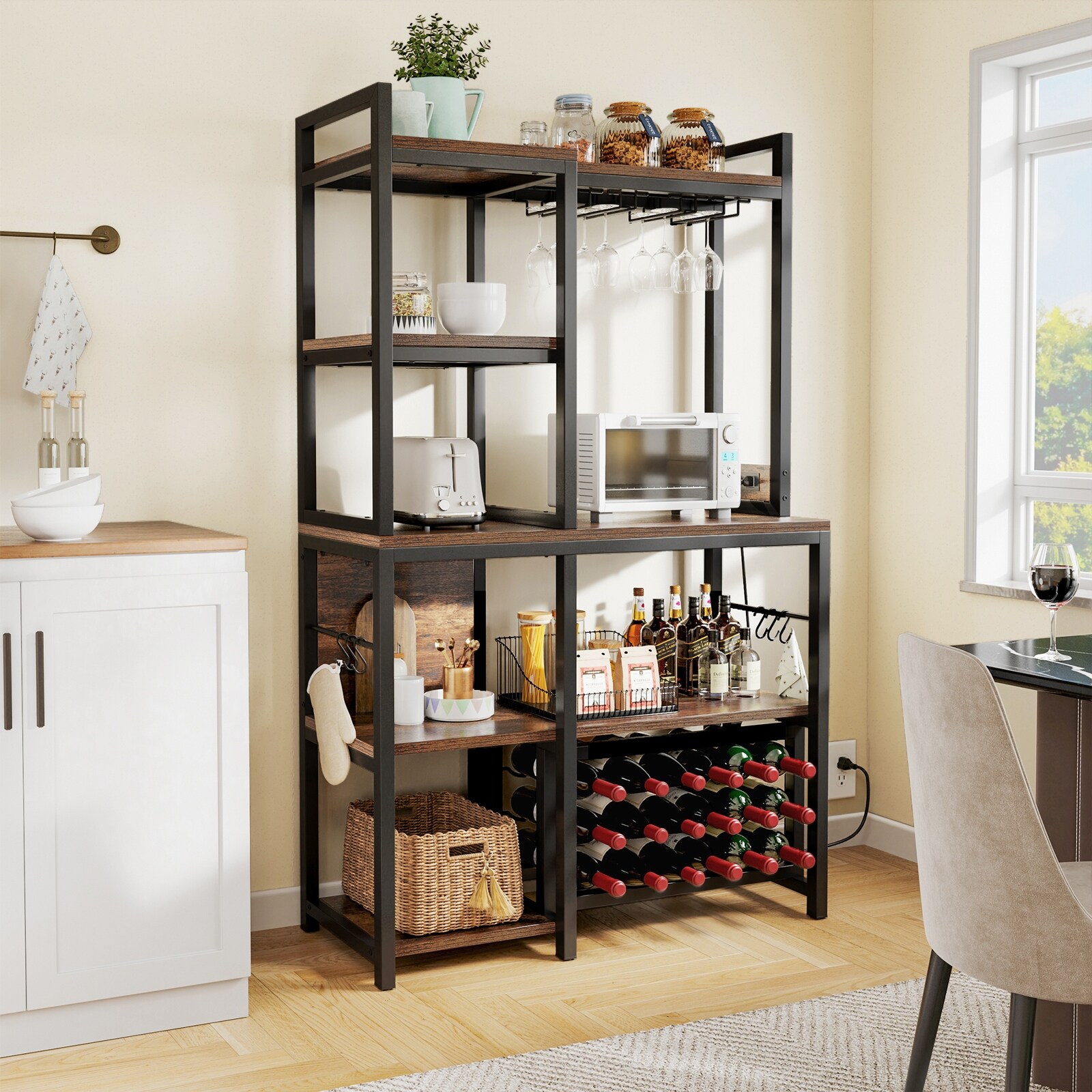 Moasis Kitchen Microwave Bakers Stand Wine Rack Bar Cabinet