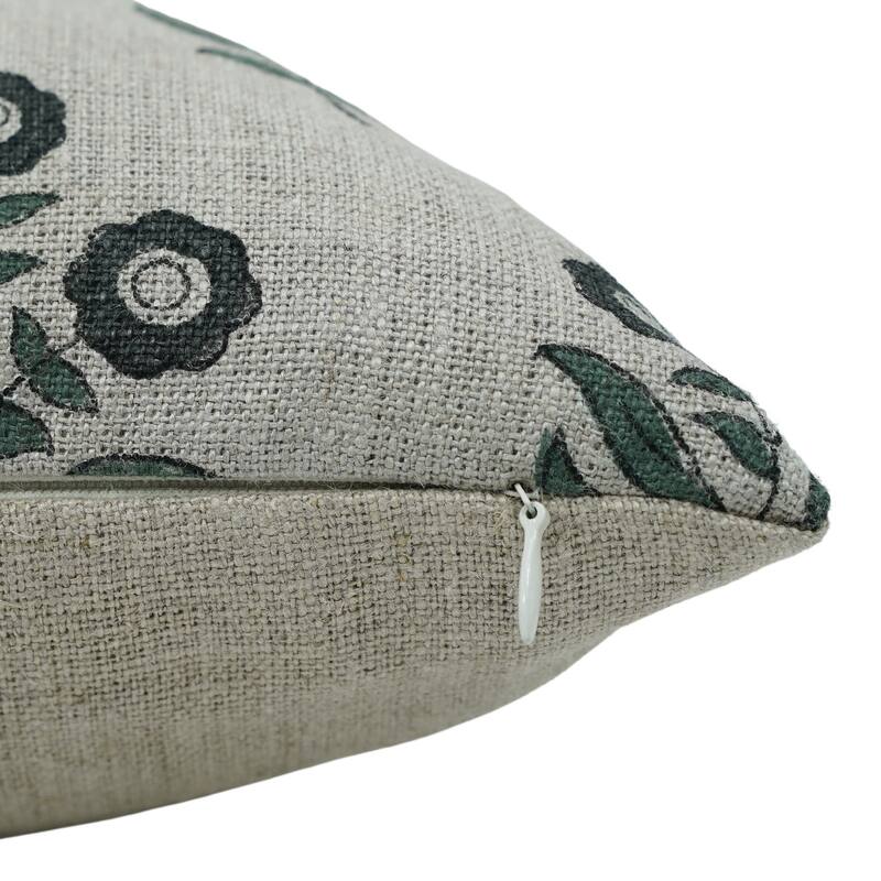 Linen Farmhouse Block print pillow Cover - Titli