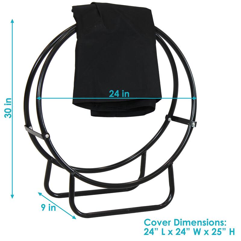 Sunnydaze Firewood Log Hoop Black Steel Easy Access Storage - Multiple Sizes