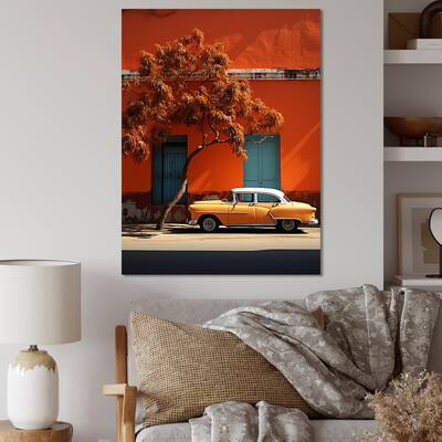 Designart "Cuba Orange Car Heritage" Cuba Wall Art