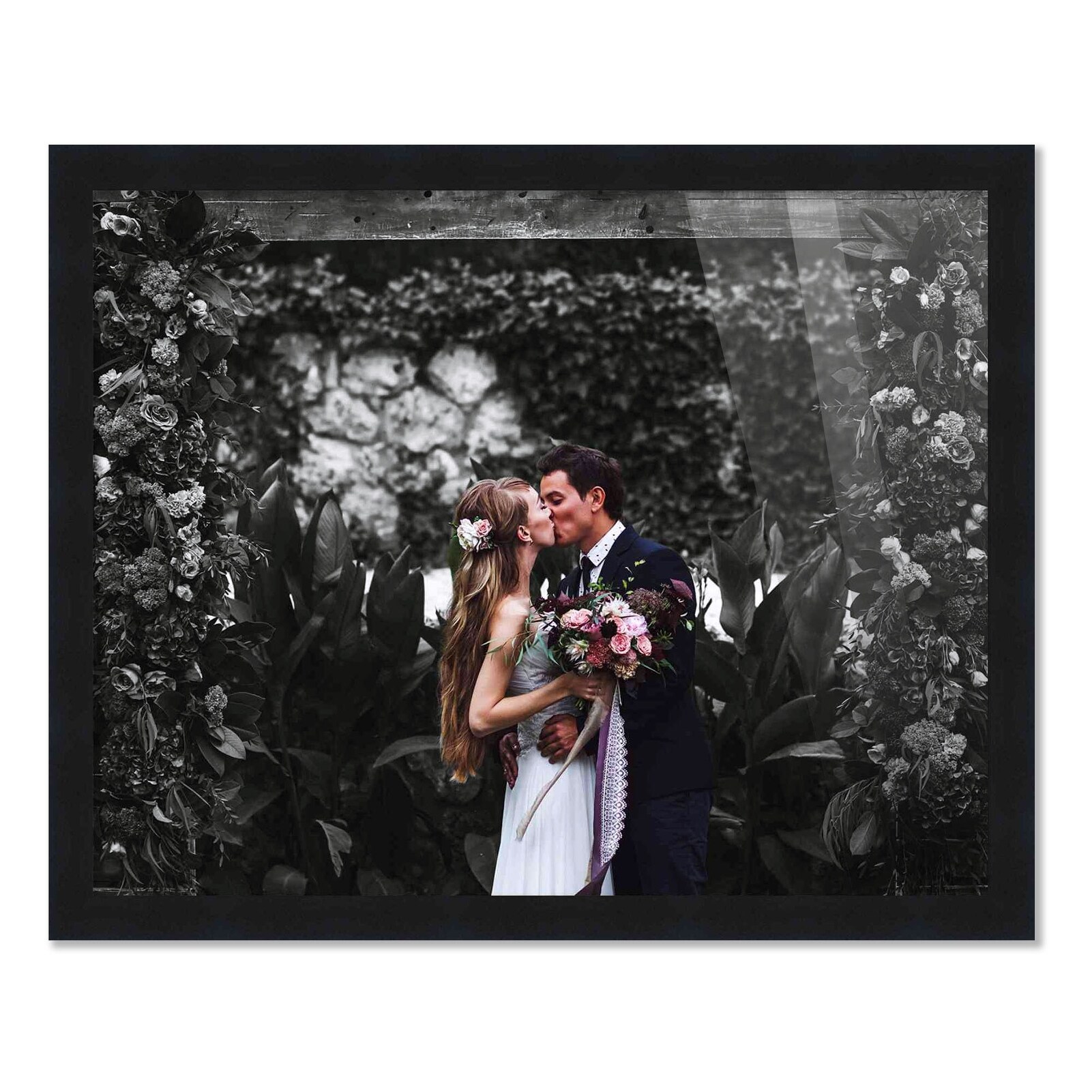 30x15 Frame Black Real Wood Picture Frame Width 1.25 inches, Interior  Frame Dep
