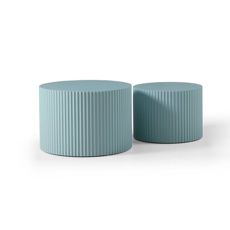 Modern Handcraft Round Coffee Table Nesting Table, Set of 2