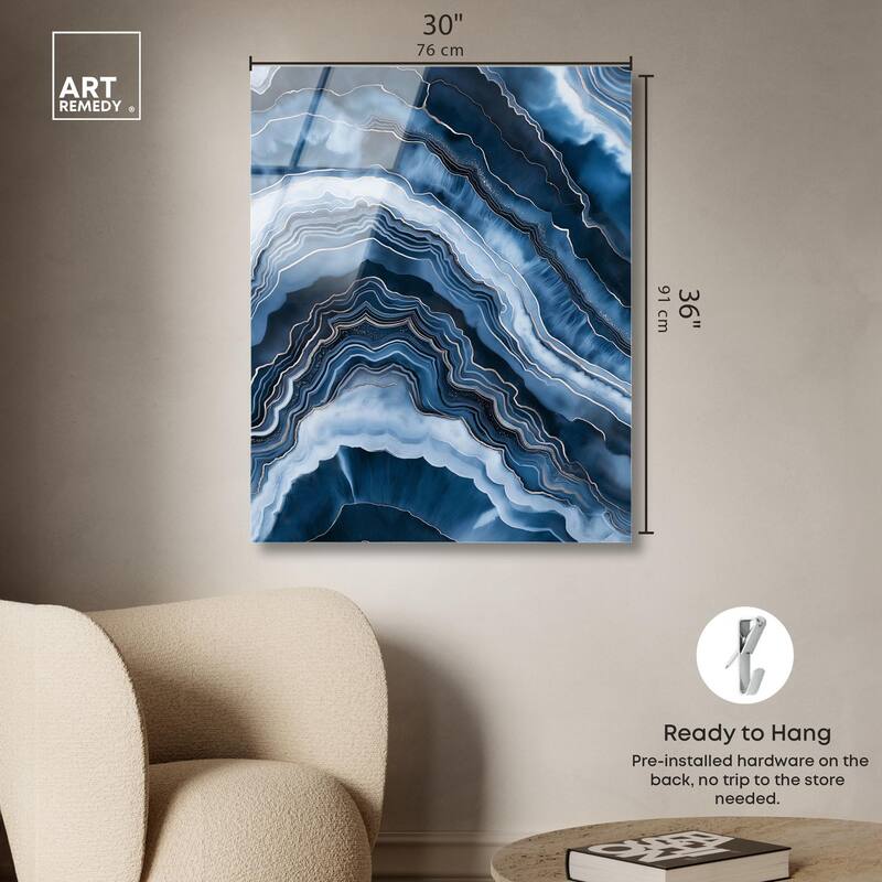 Azure Abyss Layers Acrylic by Art Remedy, Ready to Hang