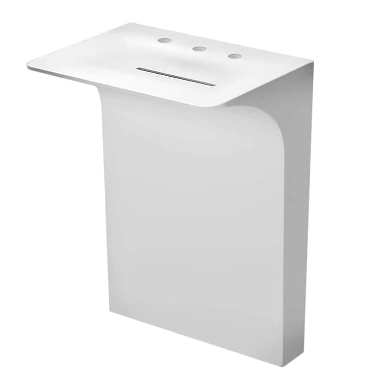 Fine Fixtures Wetstone 23.6 in x 18.5 in Modern Matte White Acrylic ADA Compliant Pedestal Sink and Basin