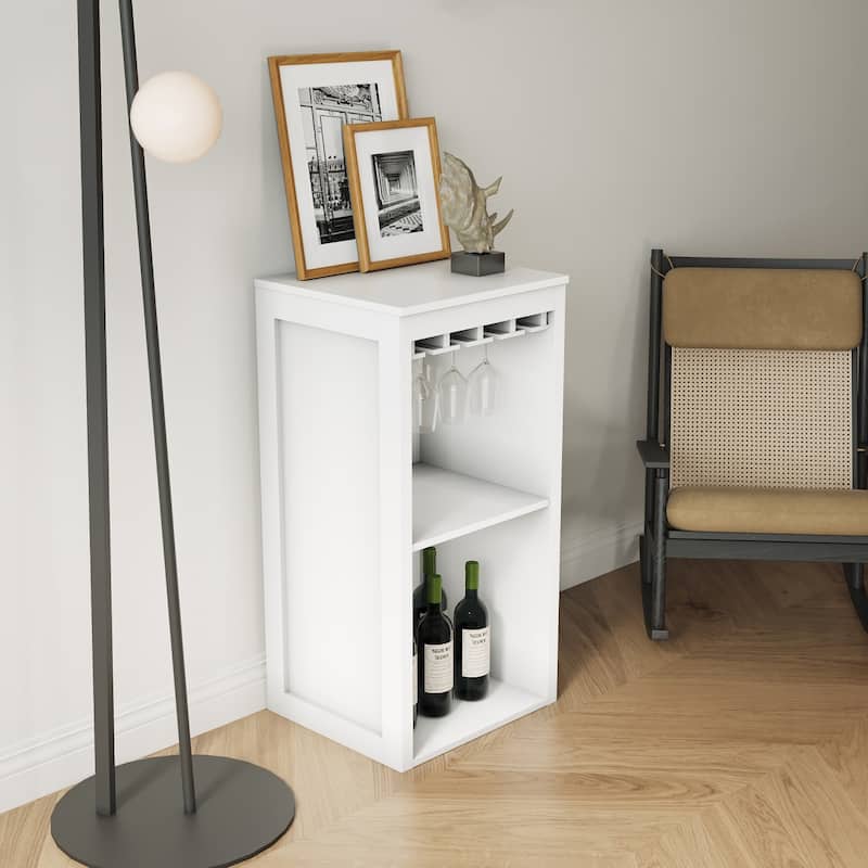 17.85" Modular Wooden Wine Bar Storage Cabinet with Shelves & Hutch