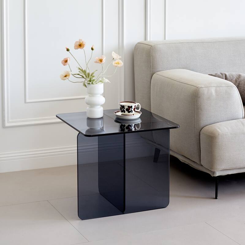Stand Tempered Glass Sofa Table - Smoke Grey
