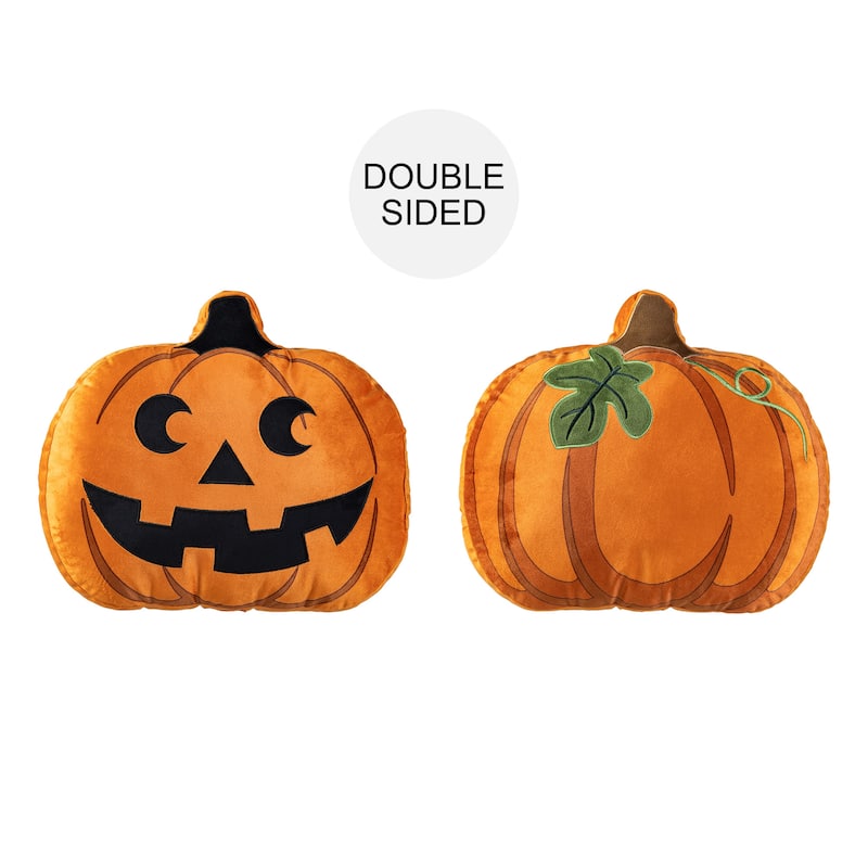 Glitzhome 15.5"L Fall/ Halloween Double Sided Pumpkin Throw Pillow