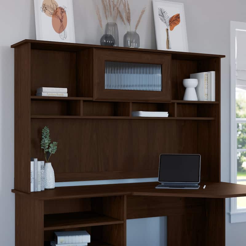 Cabot 60W Hutch by Bush Furniture - Modern Walnut