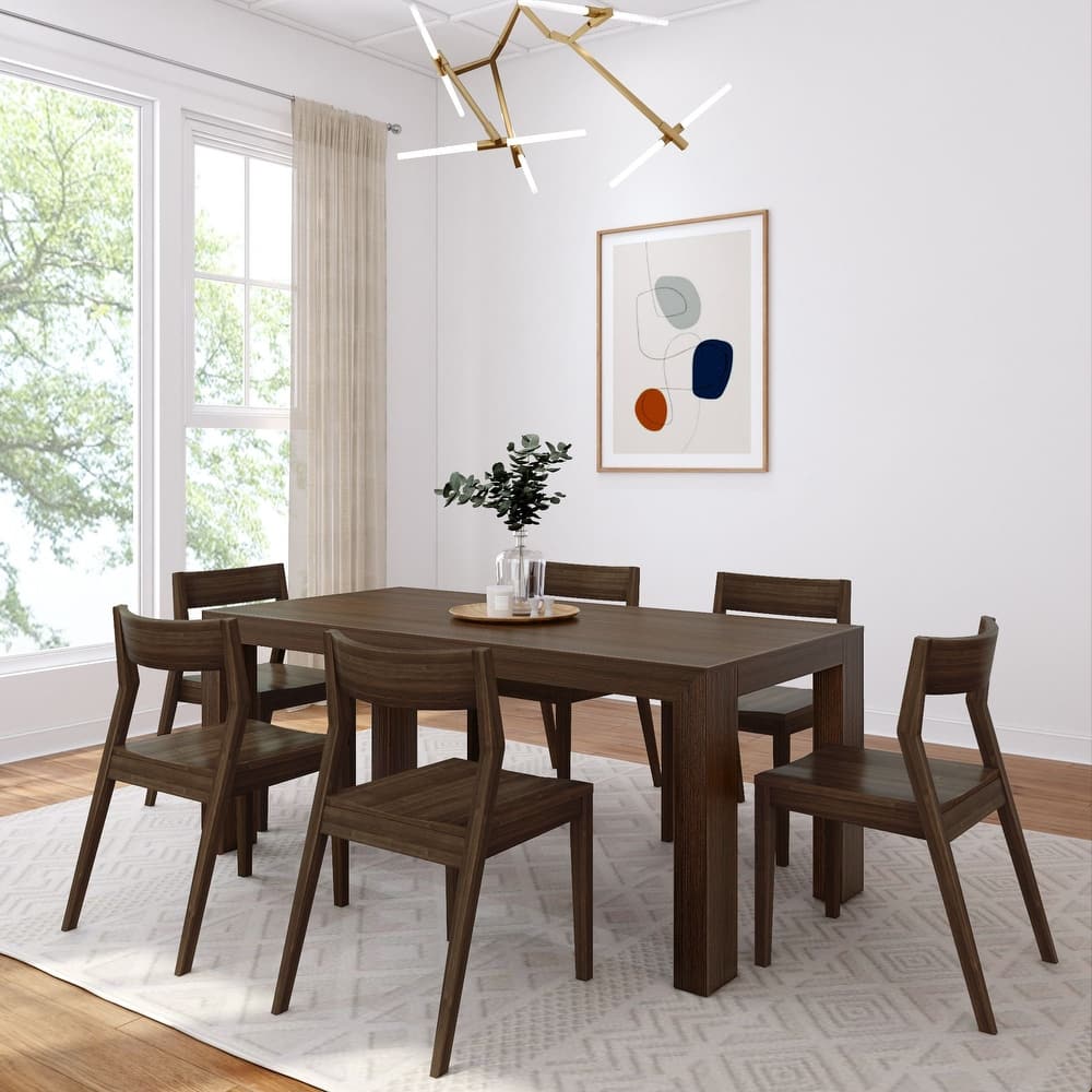 Solid Wood Rectangular 72" Dining Table and Chairs Set