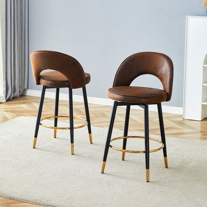 360°Rotatable Upholstered Bar Chair Side Chair Set Of 2
