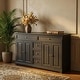preview thumbnail 23 of 33, 59.1''Sideboard Buffet White Mid-Century Modern Contemporary Lacquered Credenza with Drawers and Doors Black