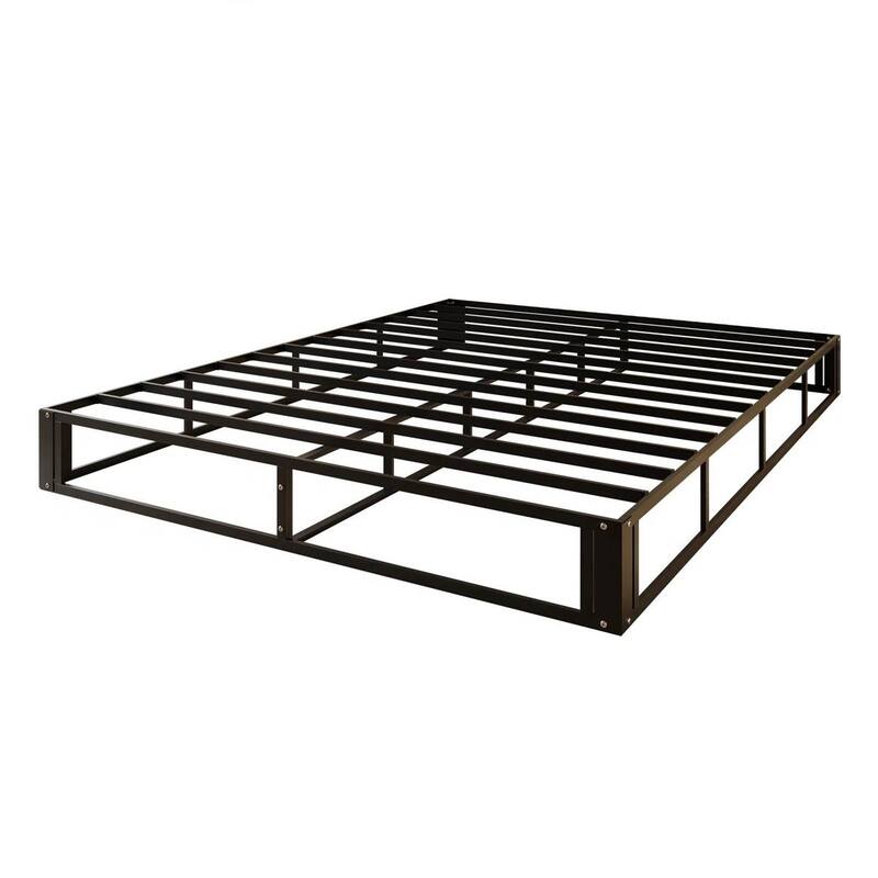 Warm Grey Metal Box Spring Mattress Foundation with Cover