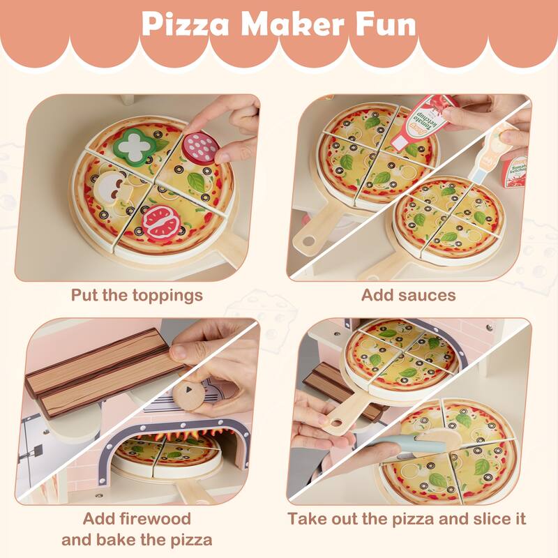 Gymax 2 in 1 Pretend Play Food Truck Kids Ice Cream & Pizza Cart w/