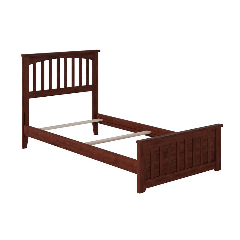 Mission Twin XL Foundation Bed Frame with Matching Footboard in Walnut
