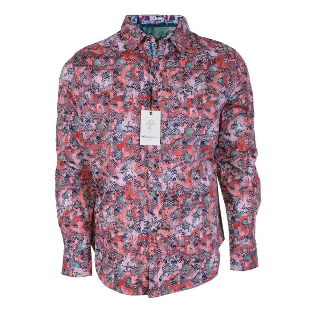 Shop Robert Graham Calver Abstract Chevron Print Cotton Button
