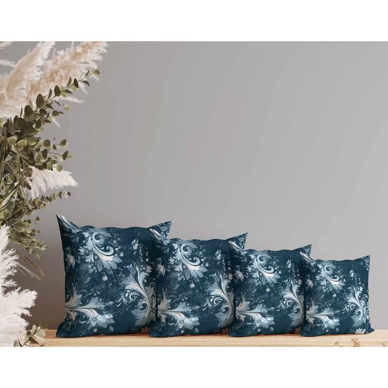 Motif Whirlwinds Faux Suede Reversible Throw Pillow Indigo