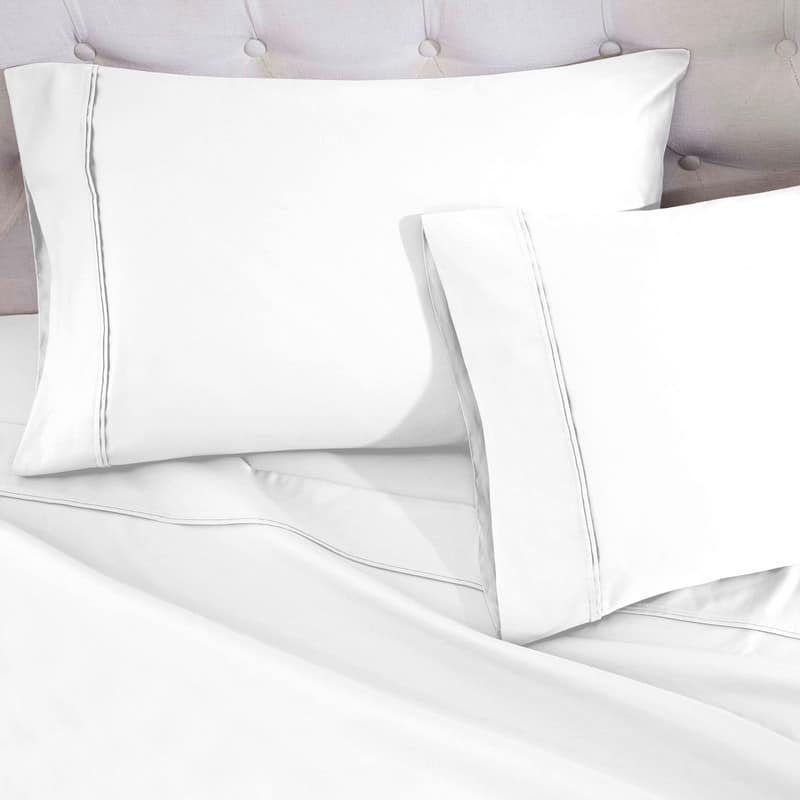 Blue Nile Mills Egyptian Cotton 1100 Thread Count Eco-Friendly Solid Sheet Set - Queen - White