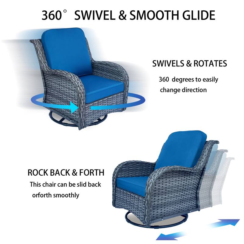 Wicker Patio Furniture Set - 3 Piece Rattan Sectional Conversation Sets 2 Piece Wicker Hang gliding Chairs and 1 Side Table