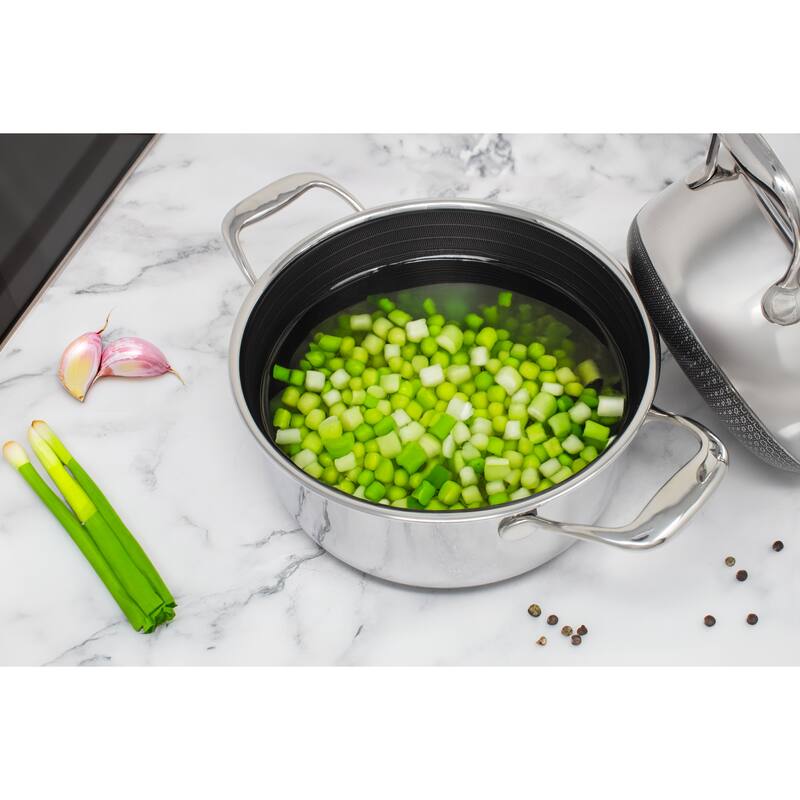LIVWELL DiamondClad 6pc Hybrid Nonstick Stainless Steel Pot Set