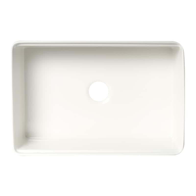 ALFI Brand White Smooth Apron Workstation 30" x 20" Single Bowl Step Rim Fireclay Farm Sink with Accessories