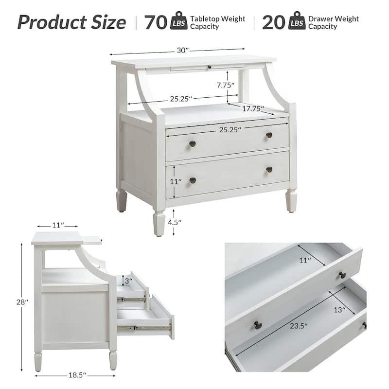 Jennifer 2 - Drawer Nightstand with Built-In Outlets and Pull-out Tray by HULALA HOME