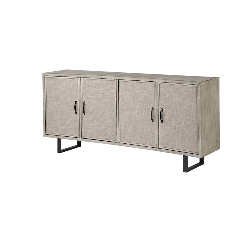 HomeRoots 68" Light Brown Solid Wood Sideboard with Four Doors - 15.5' X '31.5' X '68
