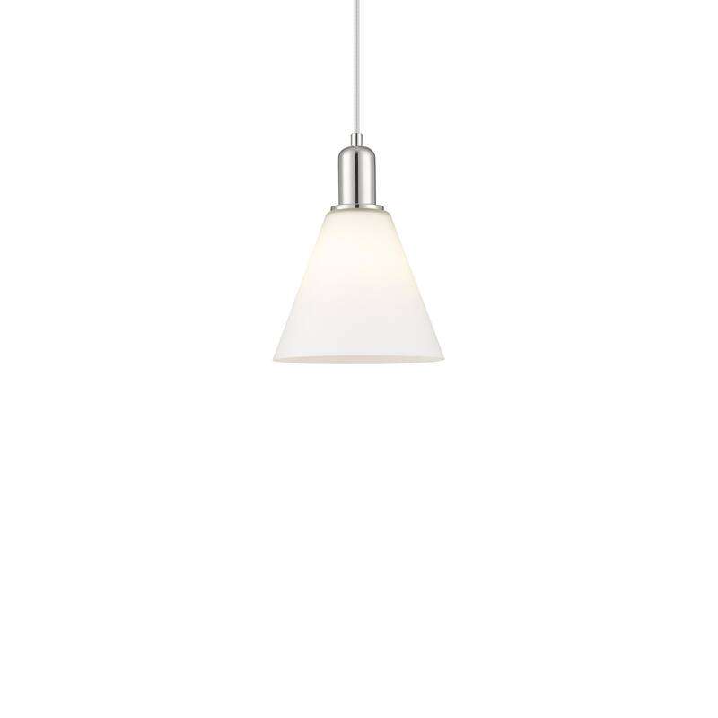 Innovations Lighting 716-1P-11-8 Berkshire Glass Pendant Berkshire - Polished Nickel / Matte White