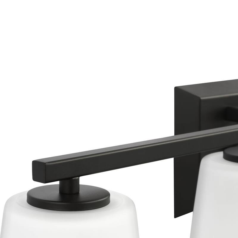 Vertex Collection Four-Light Matte Black Etched White Glass Contemporary Bath Light - 29 in x 6.25 in x 7.5 in