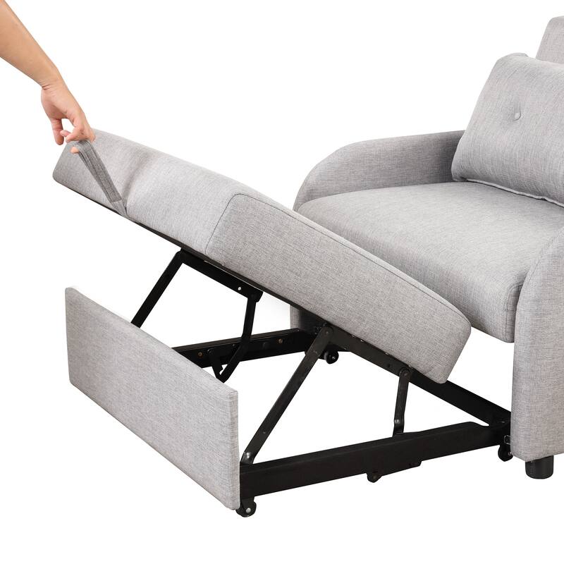 3-in-1 Pull Out Sofa Sleeper with Wing Table and USB Charge, Gray Linen