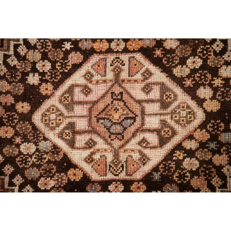 Hand Knotted Oriental 100% Wool Carpet Traditional Tribal Peach Shiraz Area Rug - 8' 7'' X 5' 6''