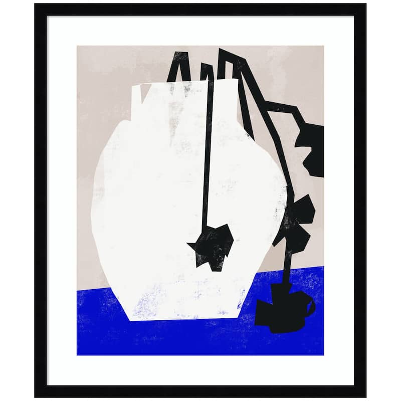 Kate and Laurel Abstract Blossoms by Little Dean Framed Wall Art Print - 21 x 25 - Black