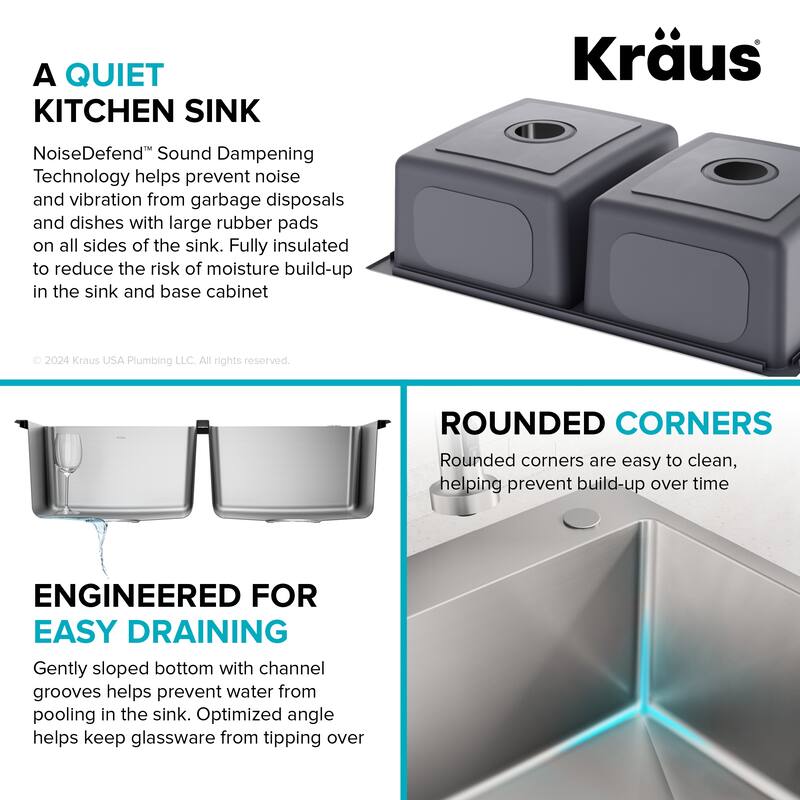 KRAUS Fairlane Drop In Top Mount 18 Gauge Stainless Steel Kitchen Sink