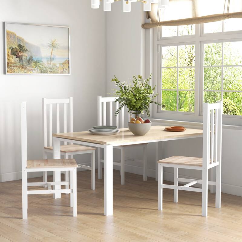 Farmhouse Armless Dining Chairs with Slat Back (Set of 4)