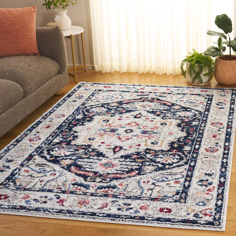 SAFAVIEH Luna Parvaneh Traditional Rug - 5'2" x 7' - Beige/Navy - 5'2" x 7'